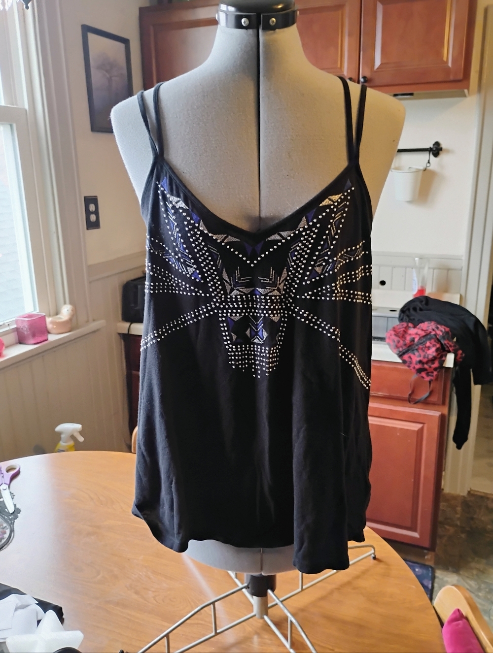 Express Black Embellished V-Neck Strappy Camisole
